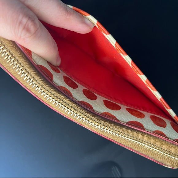 Coach White and Red Polka Dot Zip Wallet - Picture 8 of 11
